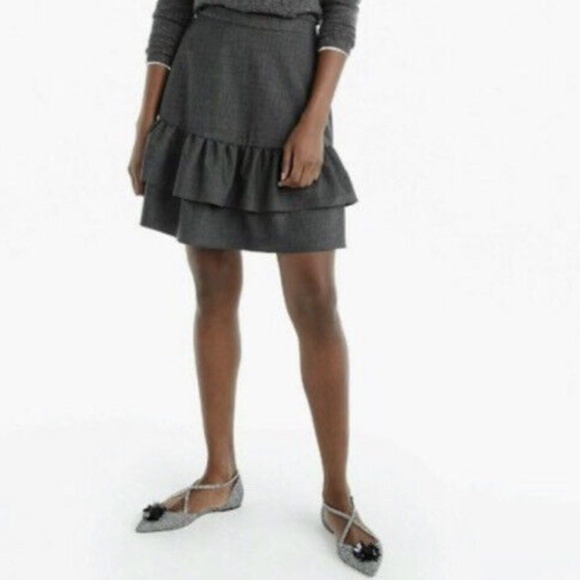 JACKPOT Mini Skirt AISHAH Ribbed knit Charcoal Gray ruffle Cotton blend M - Picture 1 of 12